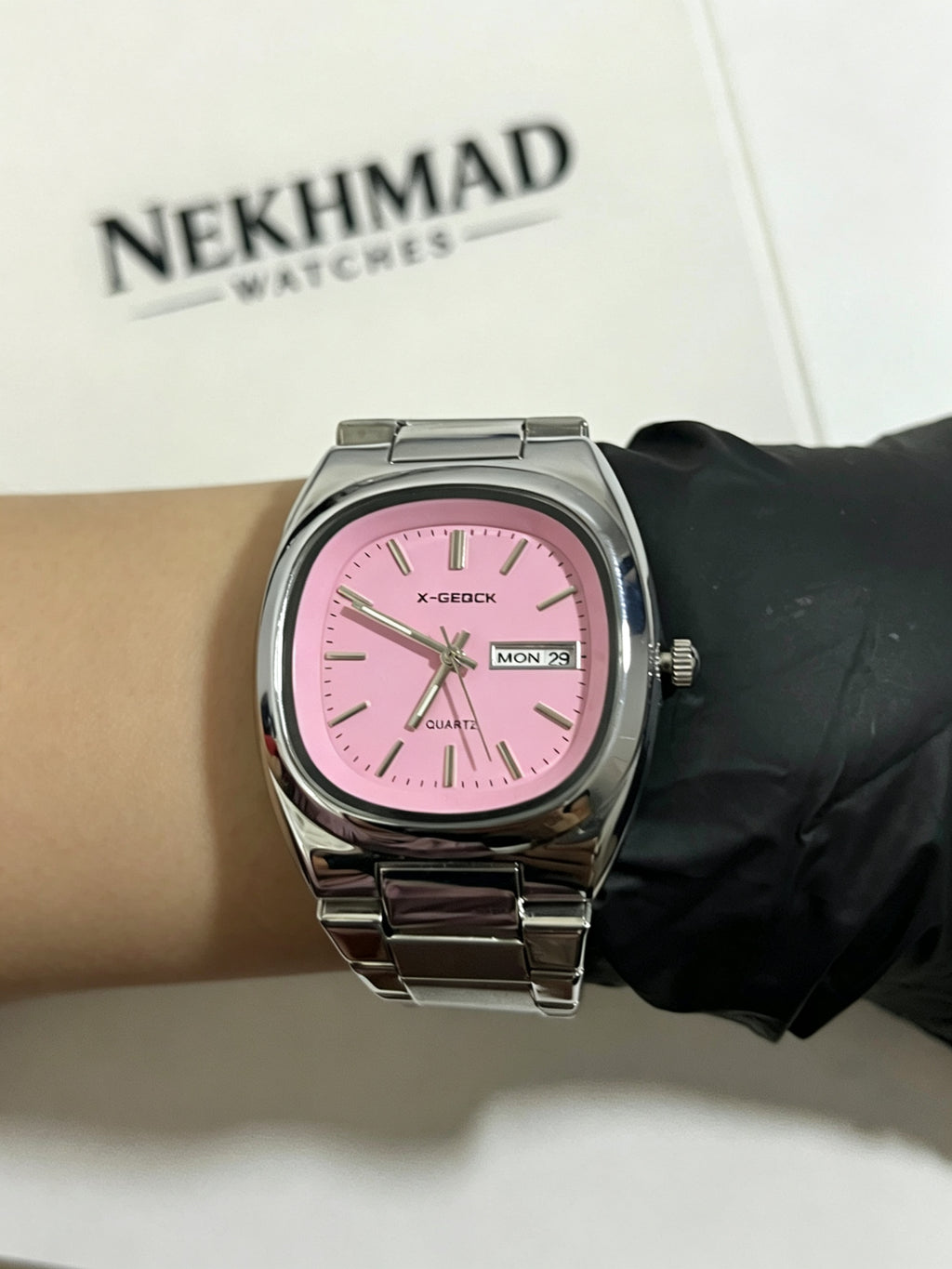 X-GEOCK Ladies Watch — Pink Dial — Silver Stainless Steel — Cute Fashion