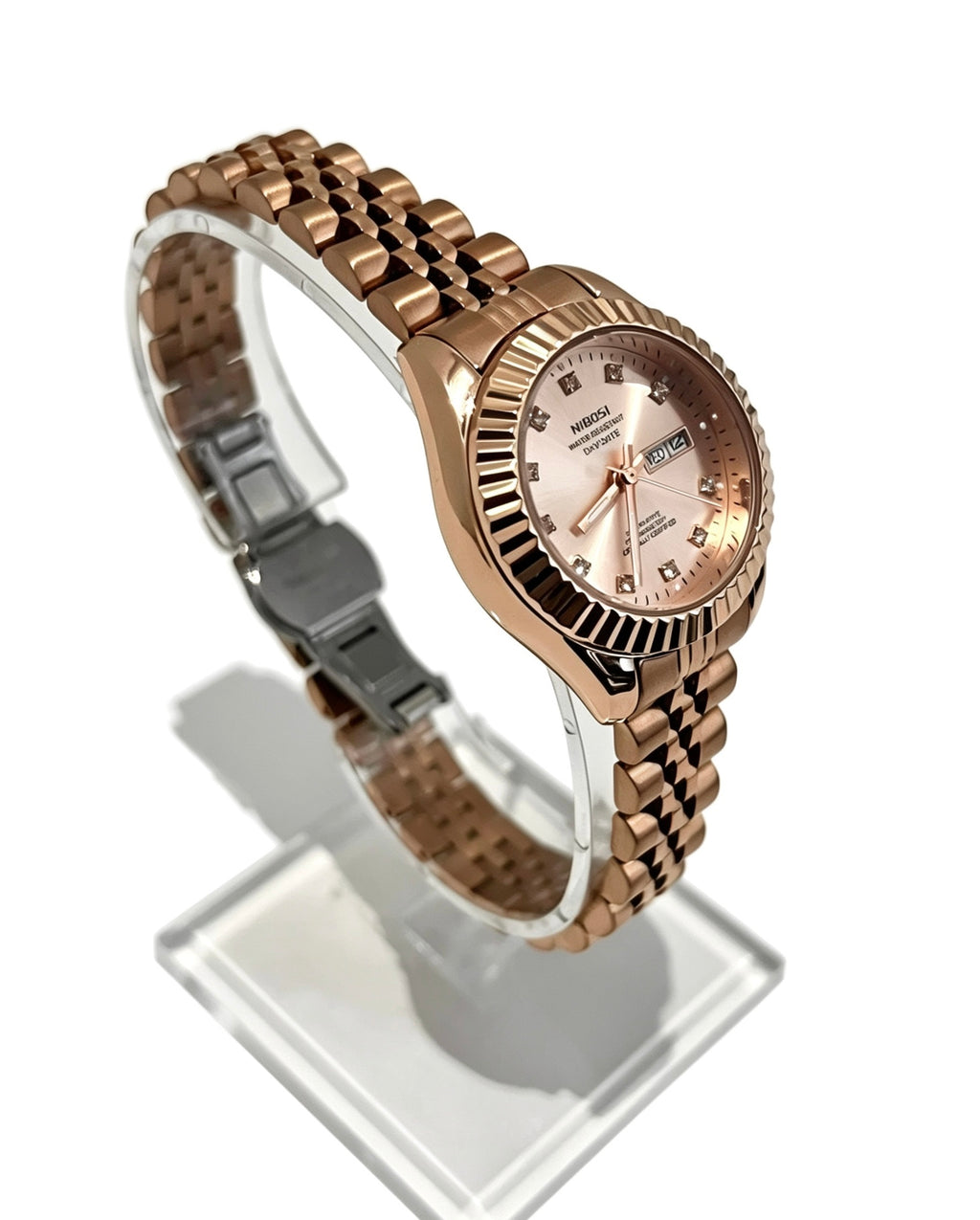 NIBOSI WOMENS DAY DATE WATCH - ROSE/PINK