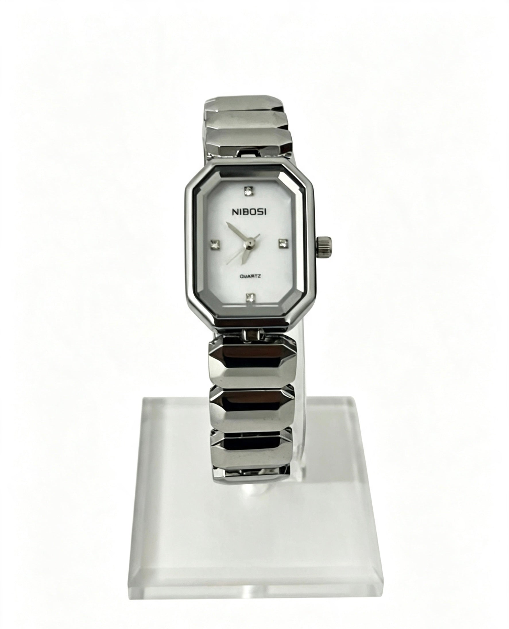 NIBOSI WOMENS CLASSIC DRESS WATCH - SILVER/WHITE