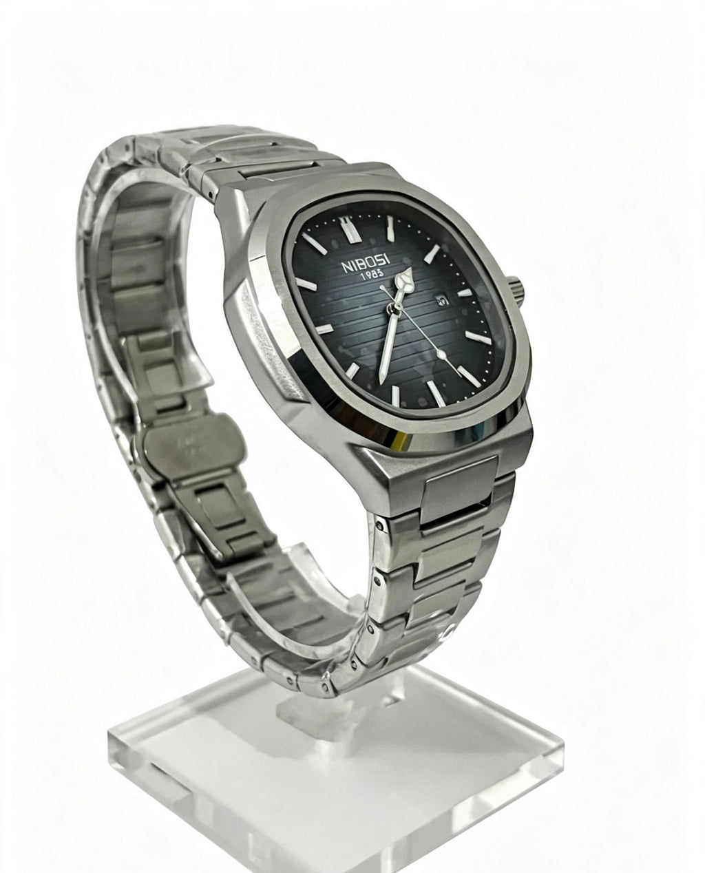 NIBOSI MENS BUSINESS WATCH - SILVER/DGREY