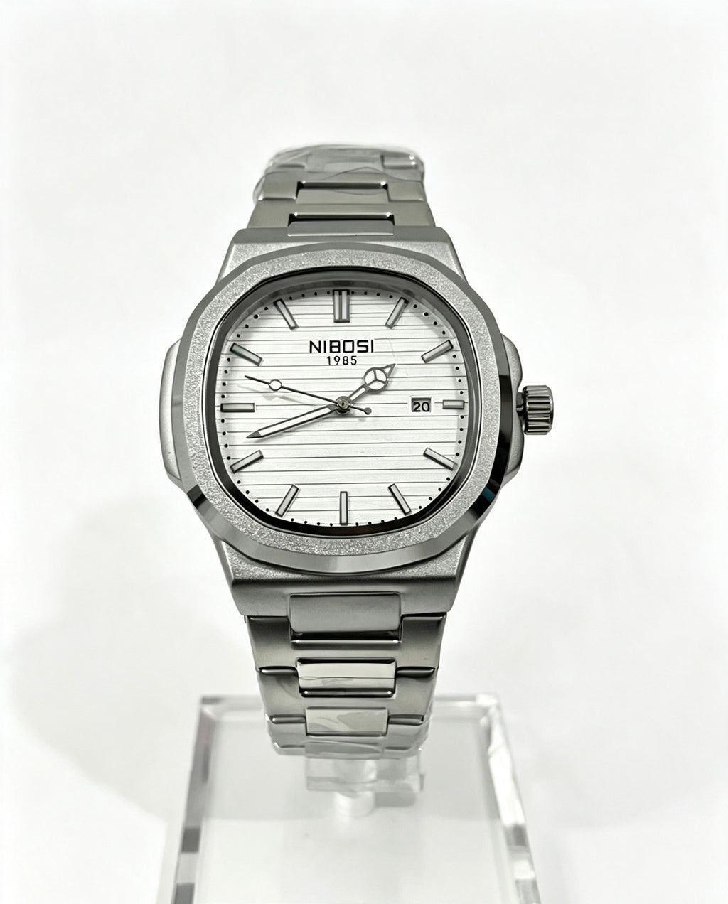 NIBOSI MENS BUSINESS WATCH - SILVER/WHITE