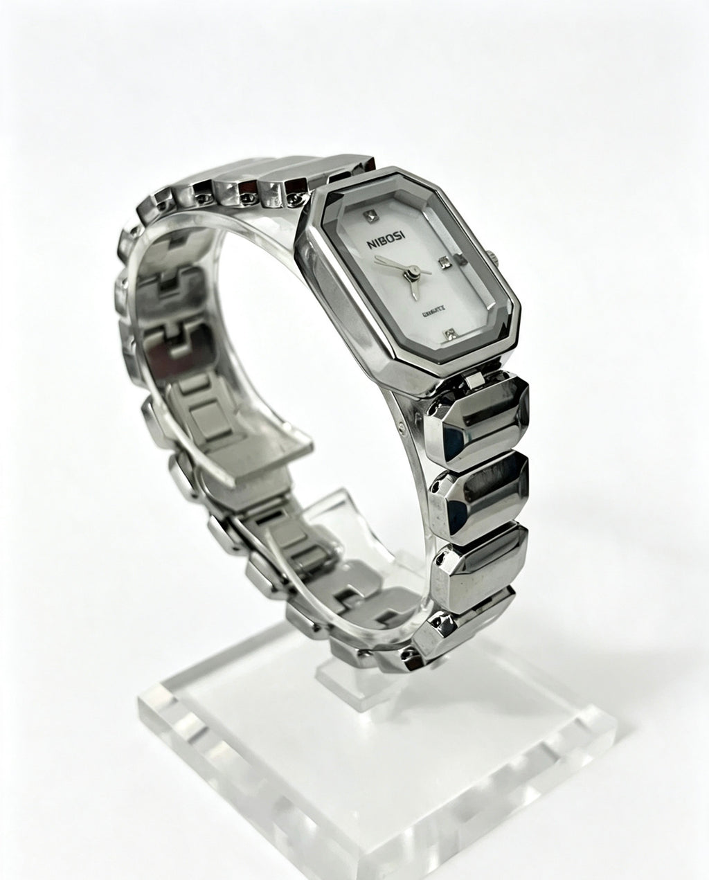 NIBOSI WOMENS CLASSIC DRESS WATCH - SILVER/WHITE