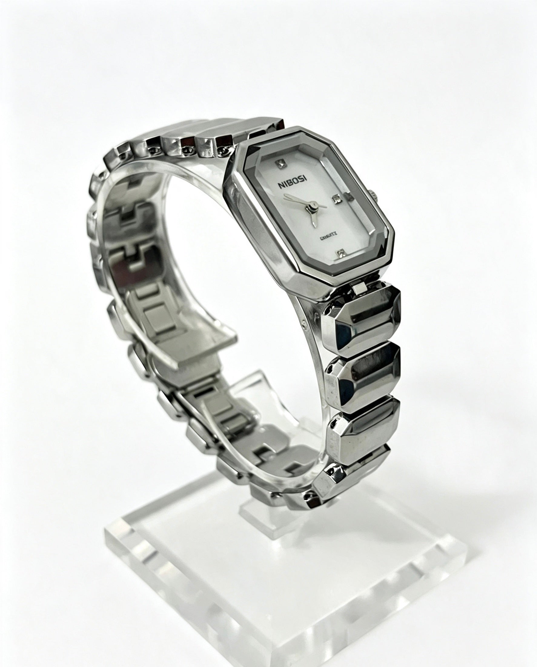NIBOSI WOMENS CLASSIC DRESS WATCH - SILVER/WHITE