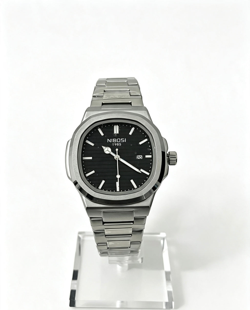 NIBOSI MENS BUSINESS WATCH - SILVER/BLACK