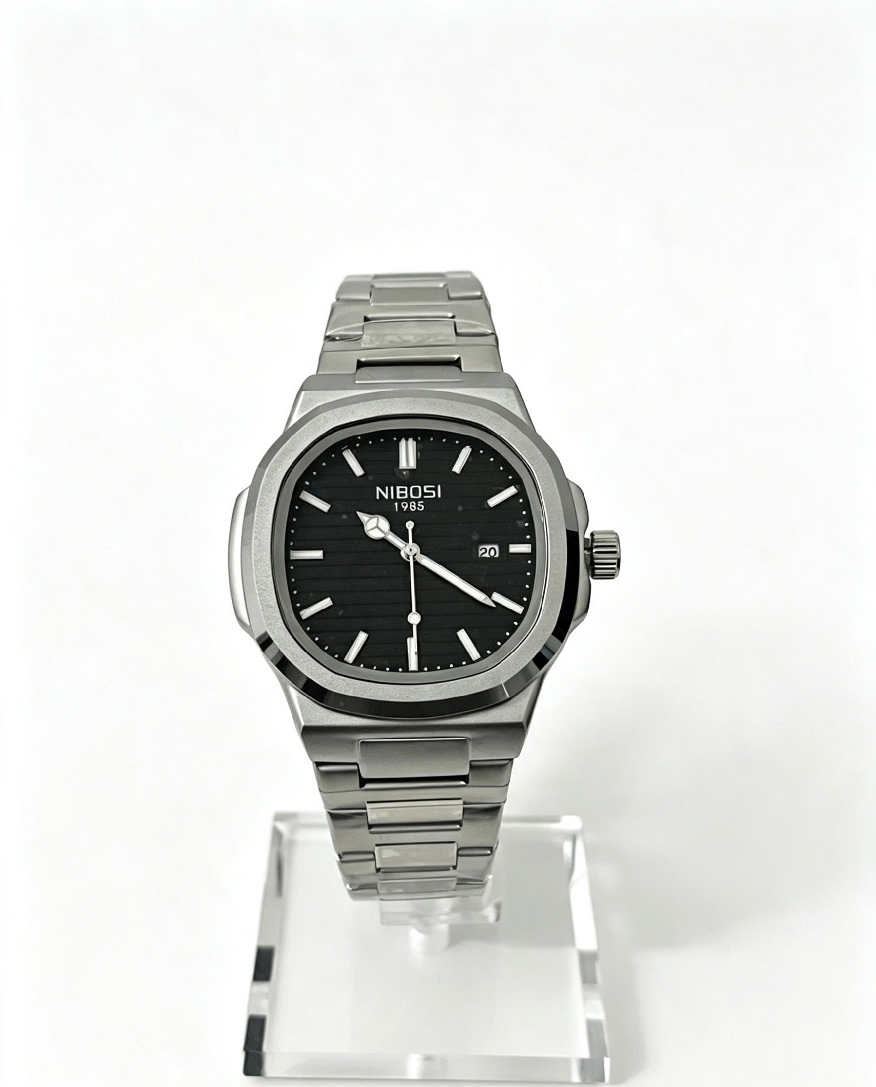 NIBOSI MENS BUSINESS WATCH - SILVER/BLACK