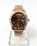 NIBOSI MENS DAY DATE WATCH - ROSE GOLD/CHOCOLATE BROWN