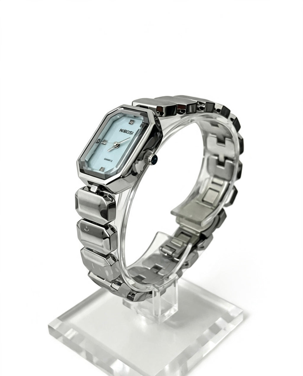 NIBOSI WOMENS CLASSIC DRESS WATCH - SILVER/BLUE