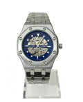 CASIRUI MENS SKELETON WATCH - SILVER/BLUE