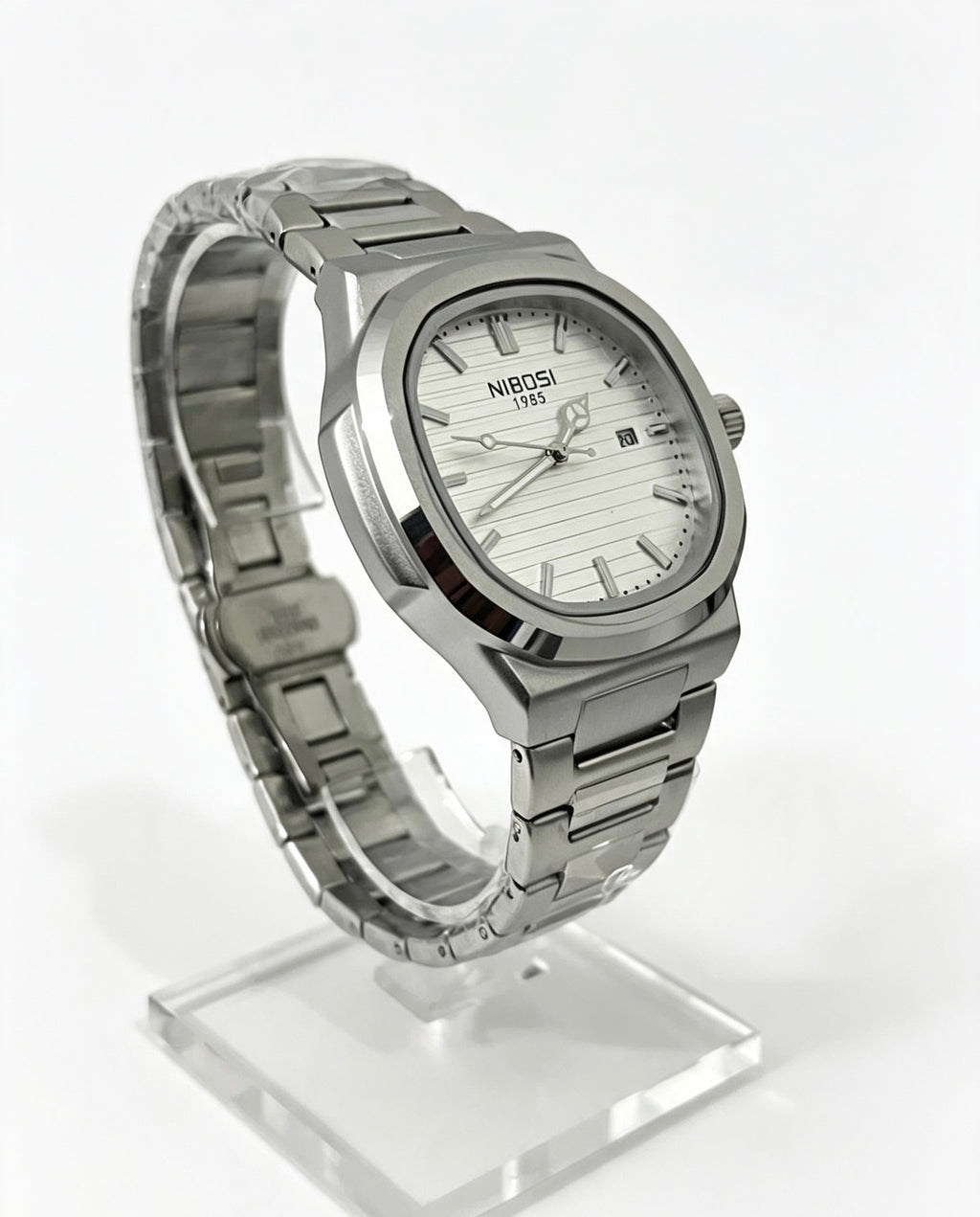 NIBOSI MENS BUSINESS WATCH - SILVER/WHITE