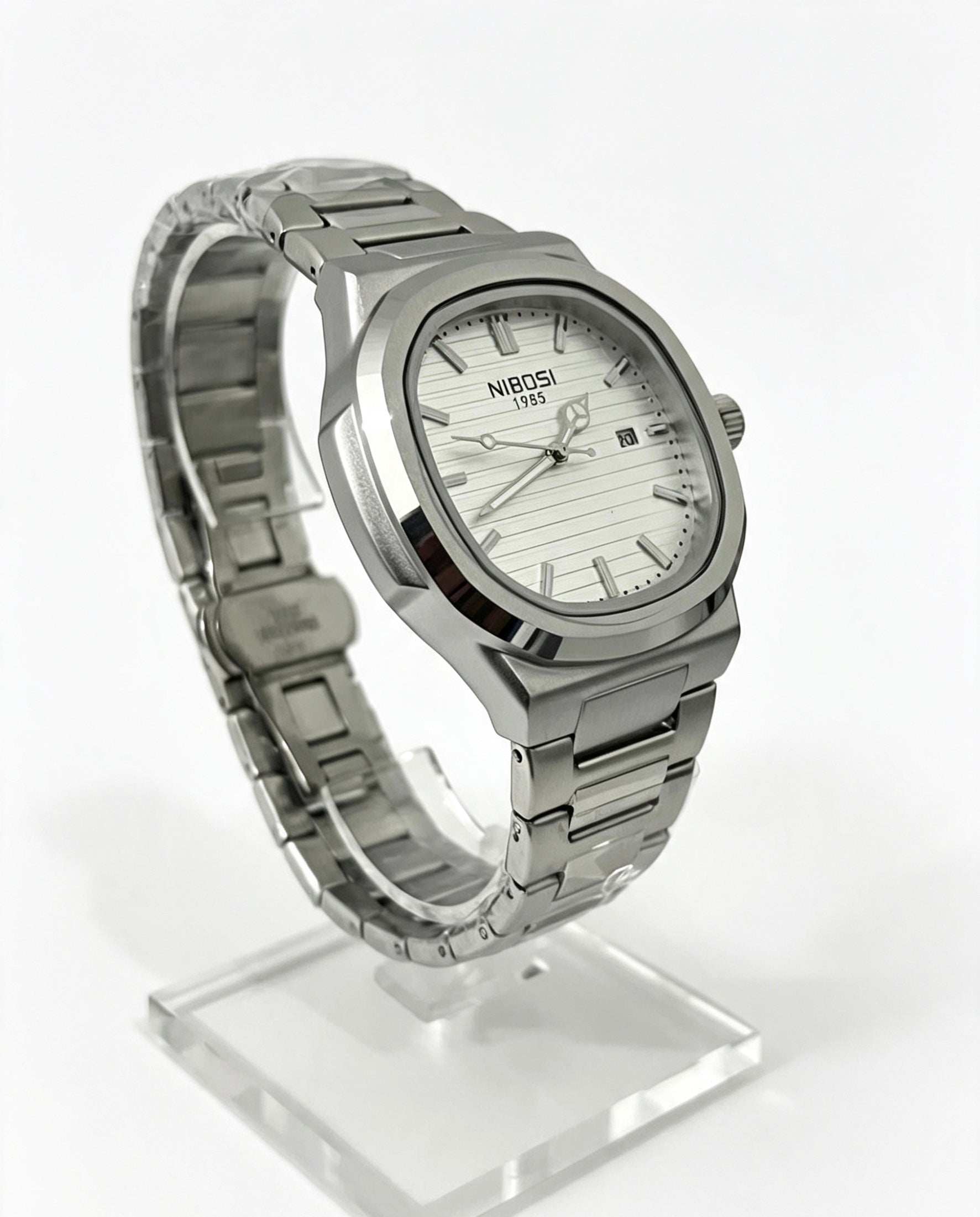 NIBOSI MENS BUSINESS WATCH - SILVER/WHITE