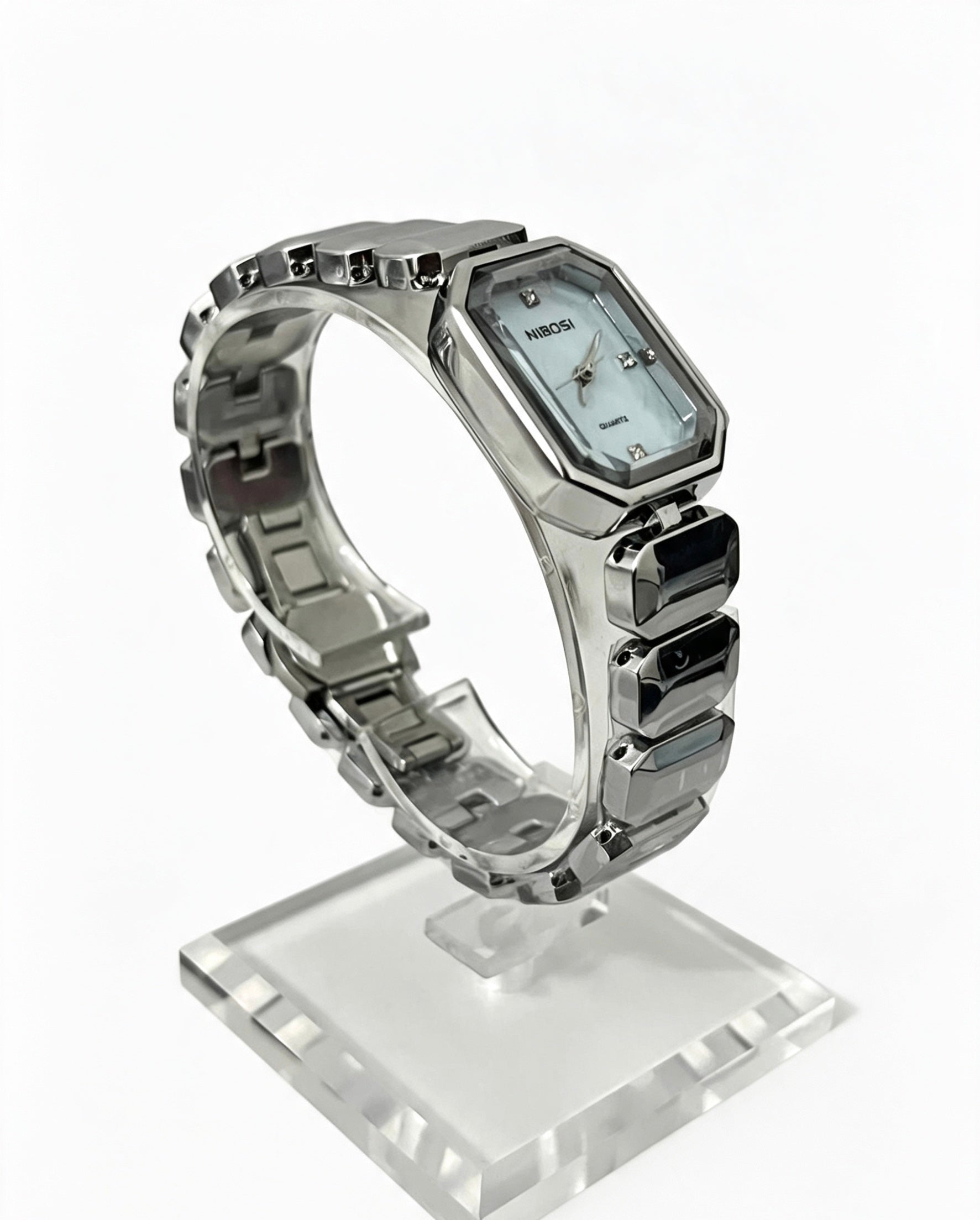 NIBOSI WOMENS CLASSIC DRESS WATCH - SILVER/BLUE