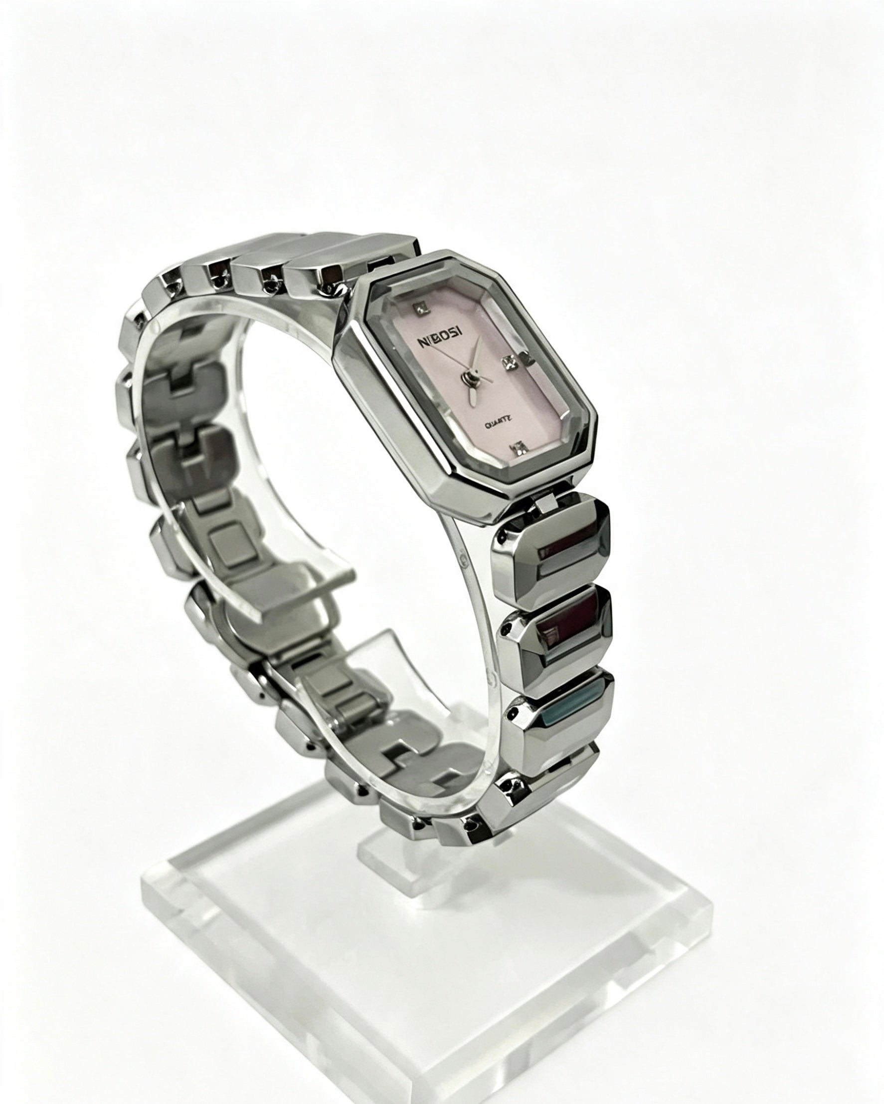 NIBOSI WOMENS CLASSIC DRESS WATCH - SILVER/PINK DIAL