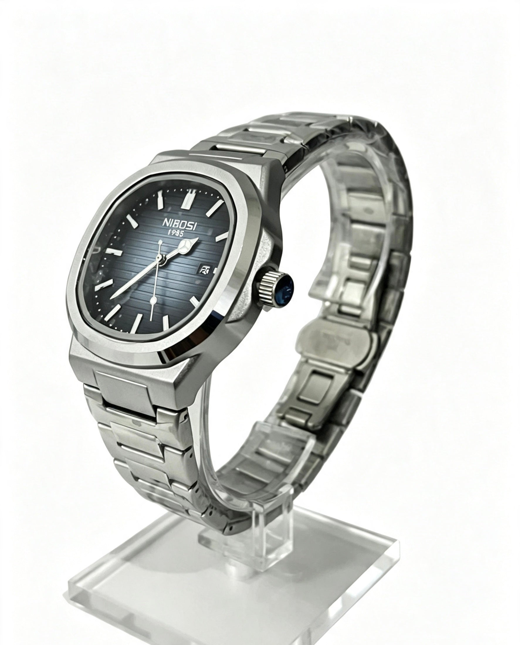 NIBOSI MENS BUSINESS WATCH - SILVER/DGREY