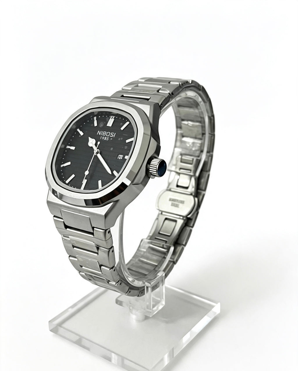 NIBOSI MENS BUSINESS WATCH - SILVER/BLACK