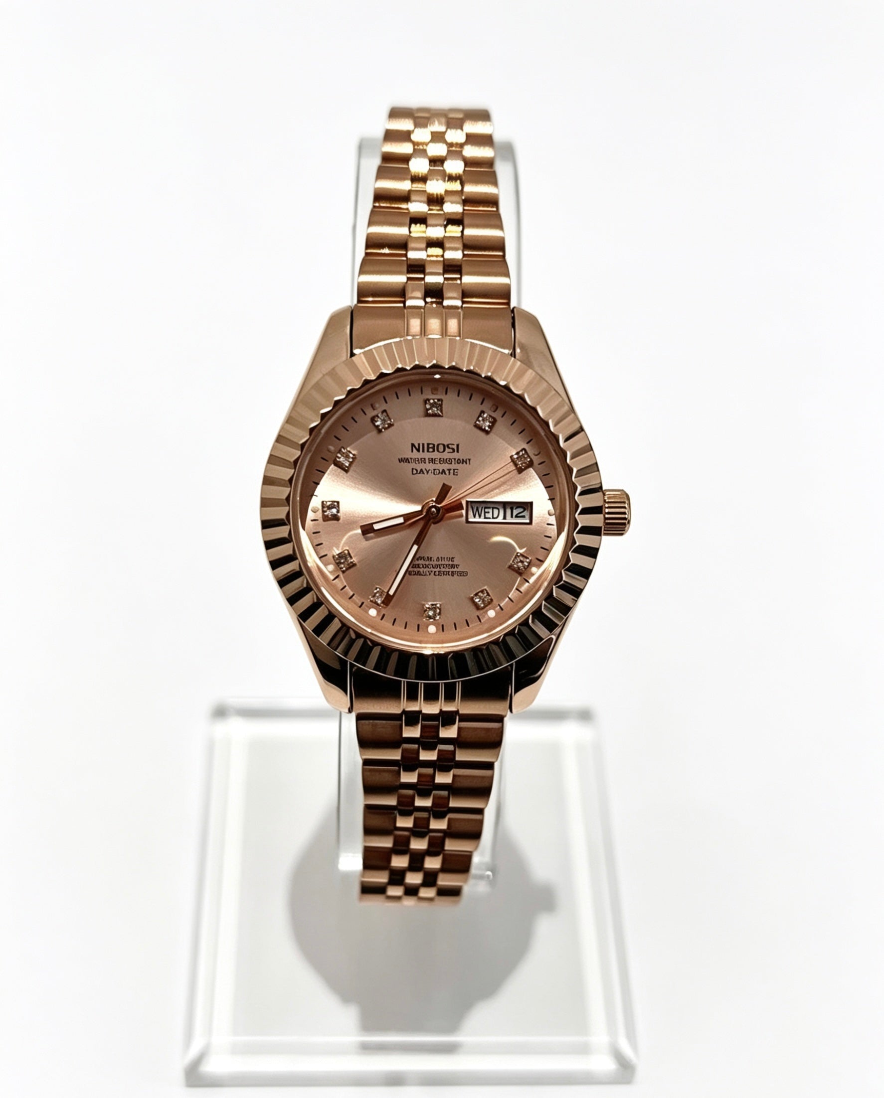 NIBOSI WOMENS DAY DATE WATCH - ROSE/PINK