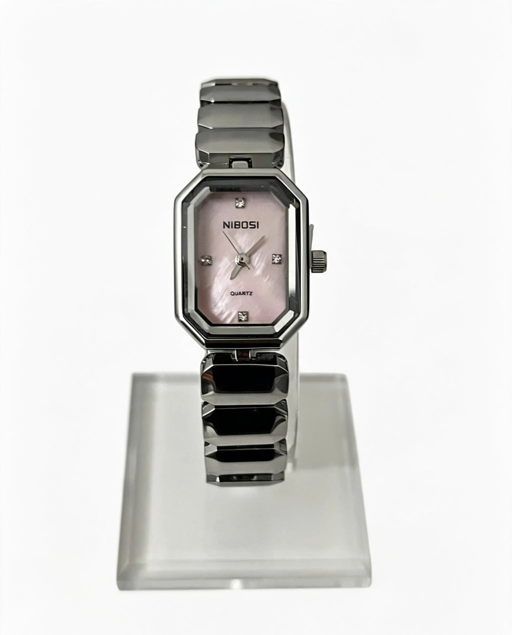 NIBOSI WOMENS CLASSIC DRESS WATCH - SILVER/PINK DIAL