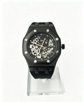 CASIRUI Mens Skeleton Watch — All Black — Rubber Strap — Automatic Mechanical