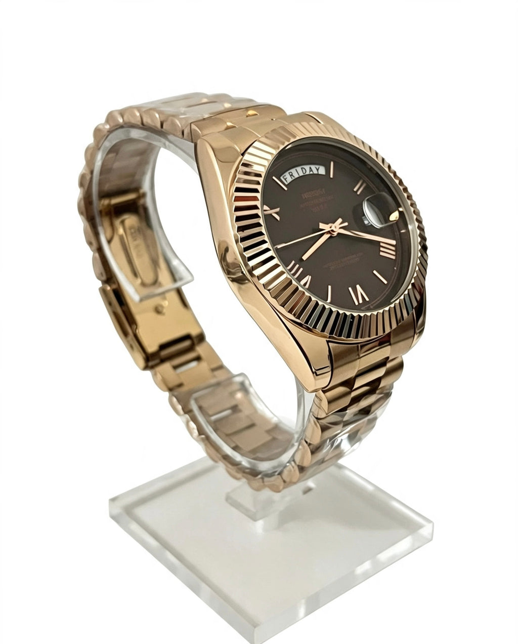 NIBOSI MENS DAY DATE WATCH - ROSE GOLD/CHOCOLATE BROWN
