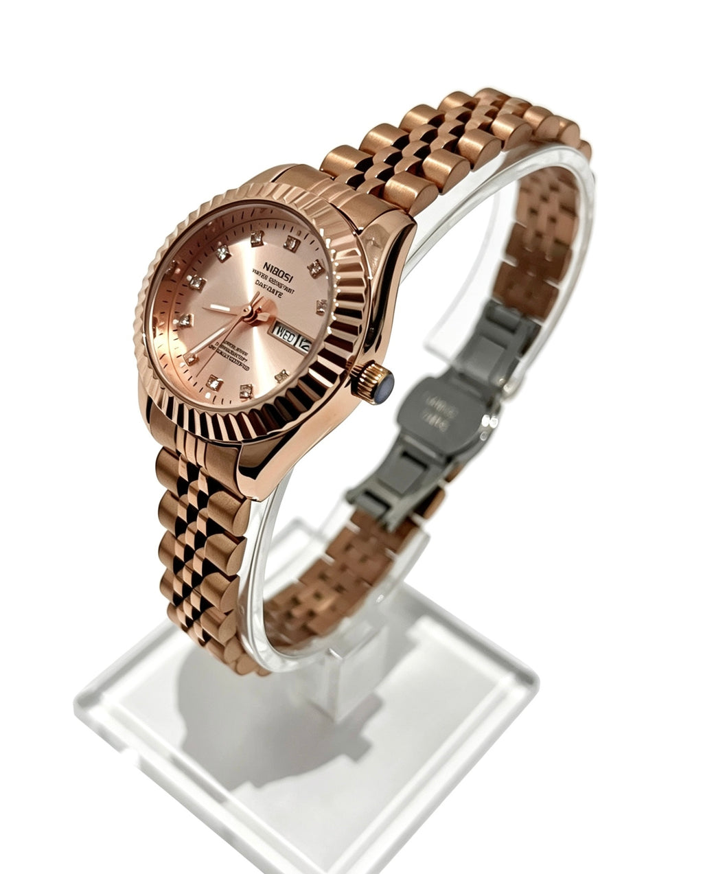 NIBOSI WOMENS DAY DATE WATCH - ROSE/PINK