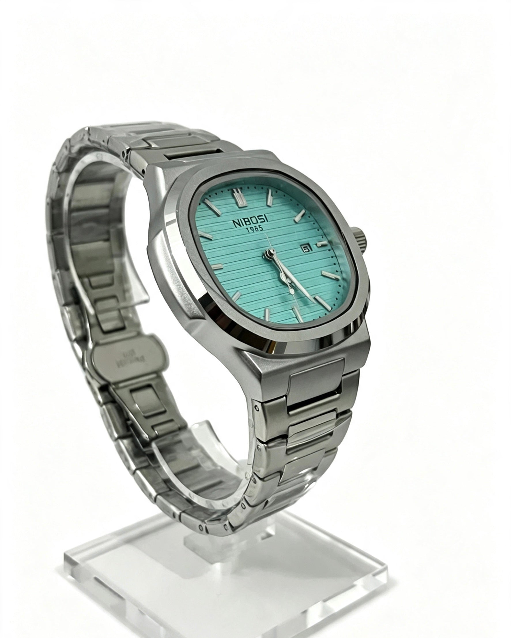 NIBOSI MENS BUSINESS WATCH - SILVER/TURQUOISE