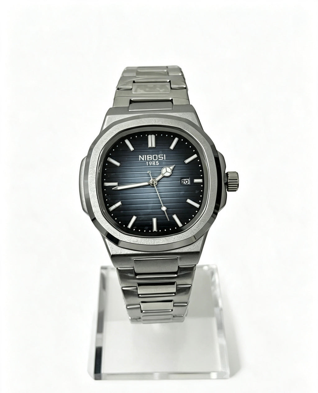 NIBOSI MENS BUSINESS WATCH - SILVER/DGREY