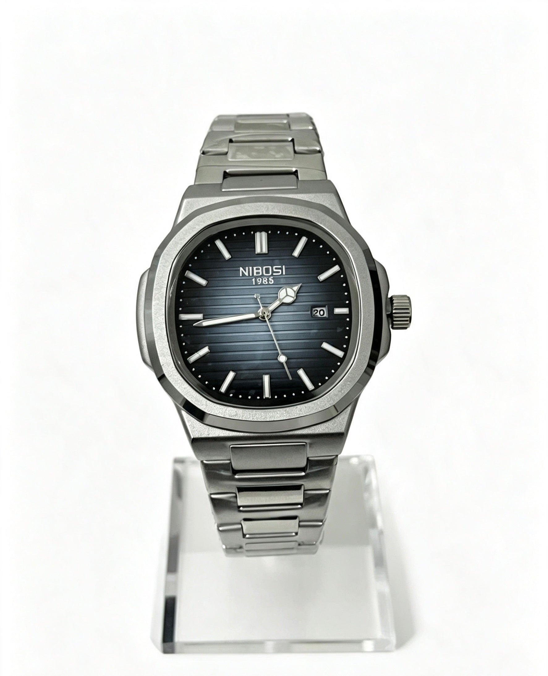 NIBOSI MENS BUSINESS WATCH - SILVER/DGREY