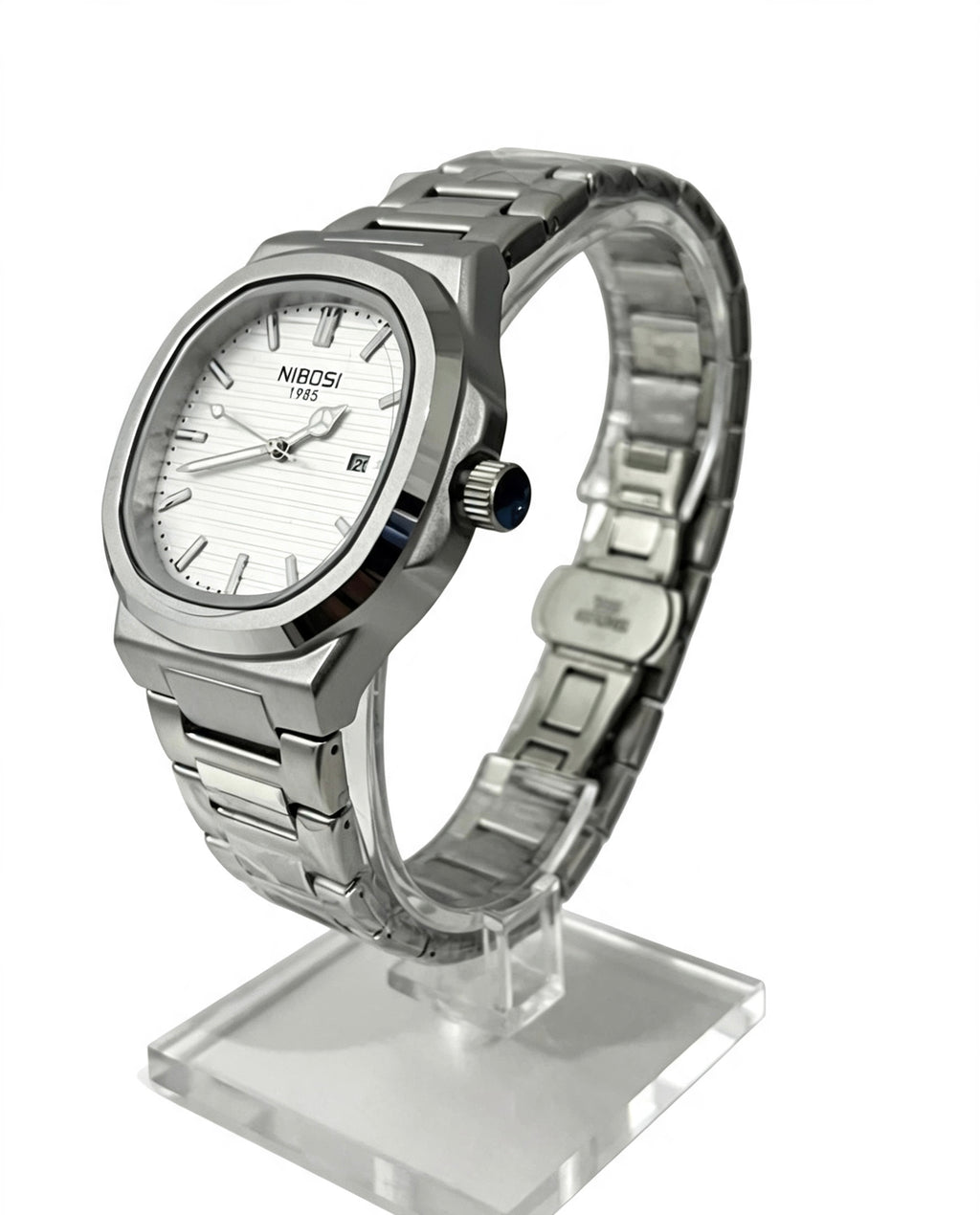 NIBOSI MENS BUSINESS WATCH - SILVER/WHITE