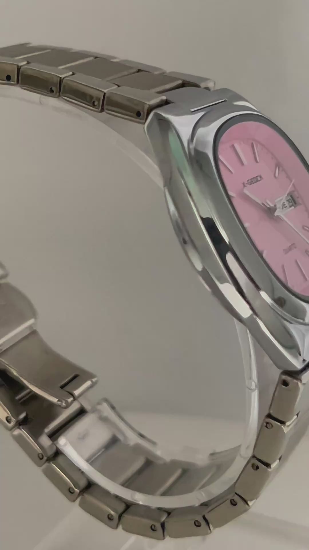 X-GEOCK Womens Square Watch  — Pink Dial — 35mm Stainless Steel